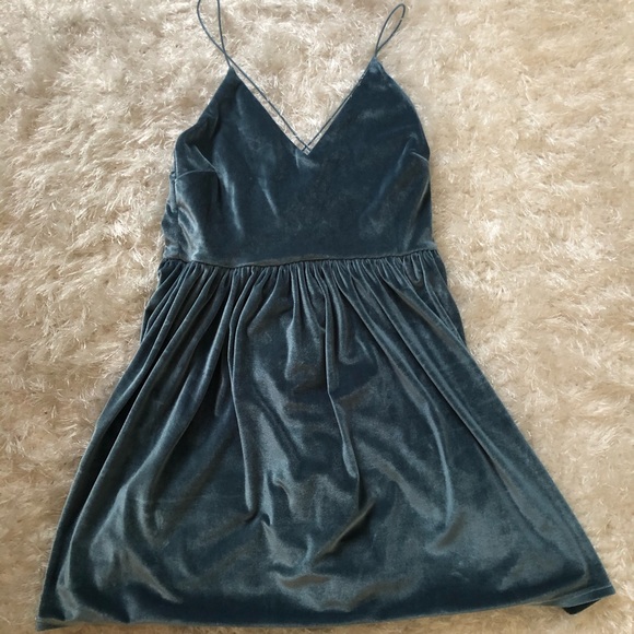 Light blue velvet strappy sundress - Picture 1 of 3